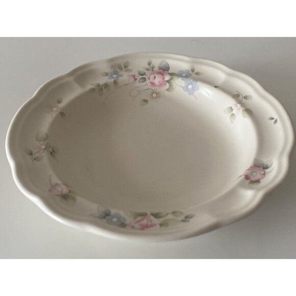 2 PFALTZGRAFF Tea Rose Floral Scalloped Soup Bowl Ivory Beige Ceramic Stoneware - Picture 7 of 13